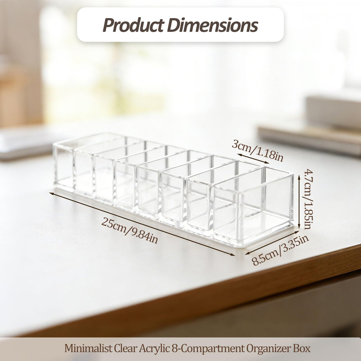 Acrylic Makeup Compact Organizer with 8 Slots for Vanity & Storage