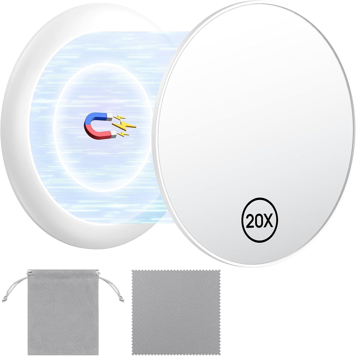 20X Magnifying Makeup Mirror with Magnetic Attachment - 3.5 Inch Portable Compact