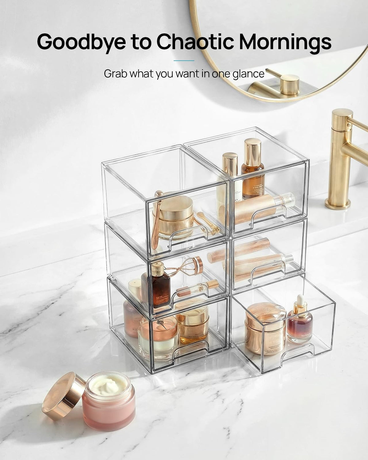 Small Clear Stackable Storage Drawers for Makeup and Organization
