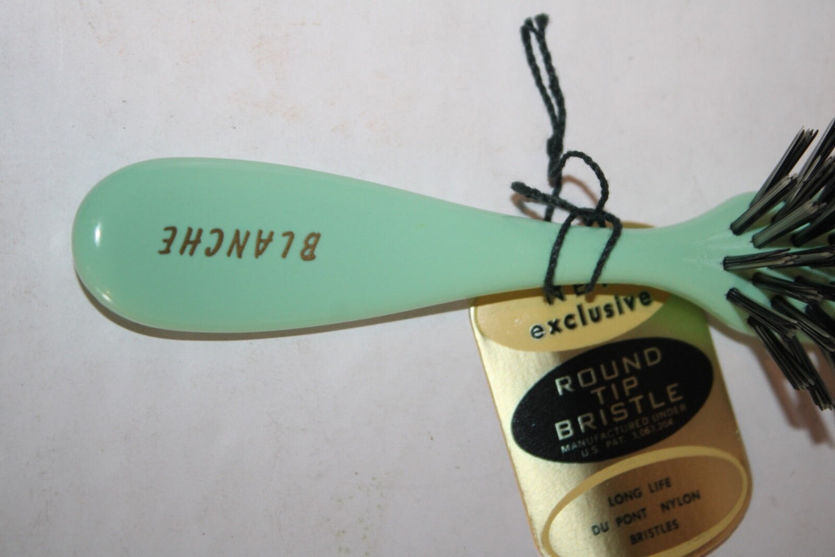 Vintage Green Hair Brush with Dupont Nylon Bristles - 7.5" Old Stock