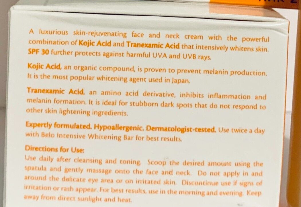 Whitening Face and Neck Cream with Kojic Acid & Tranexamic Acid - 50g