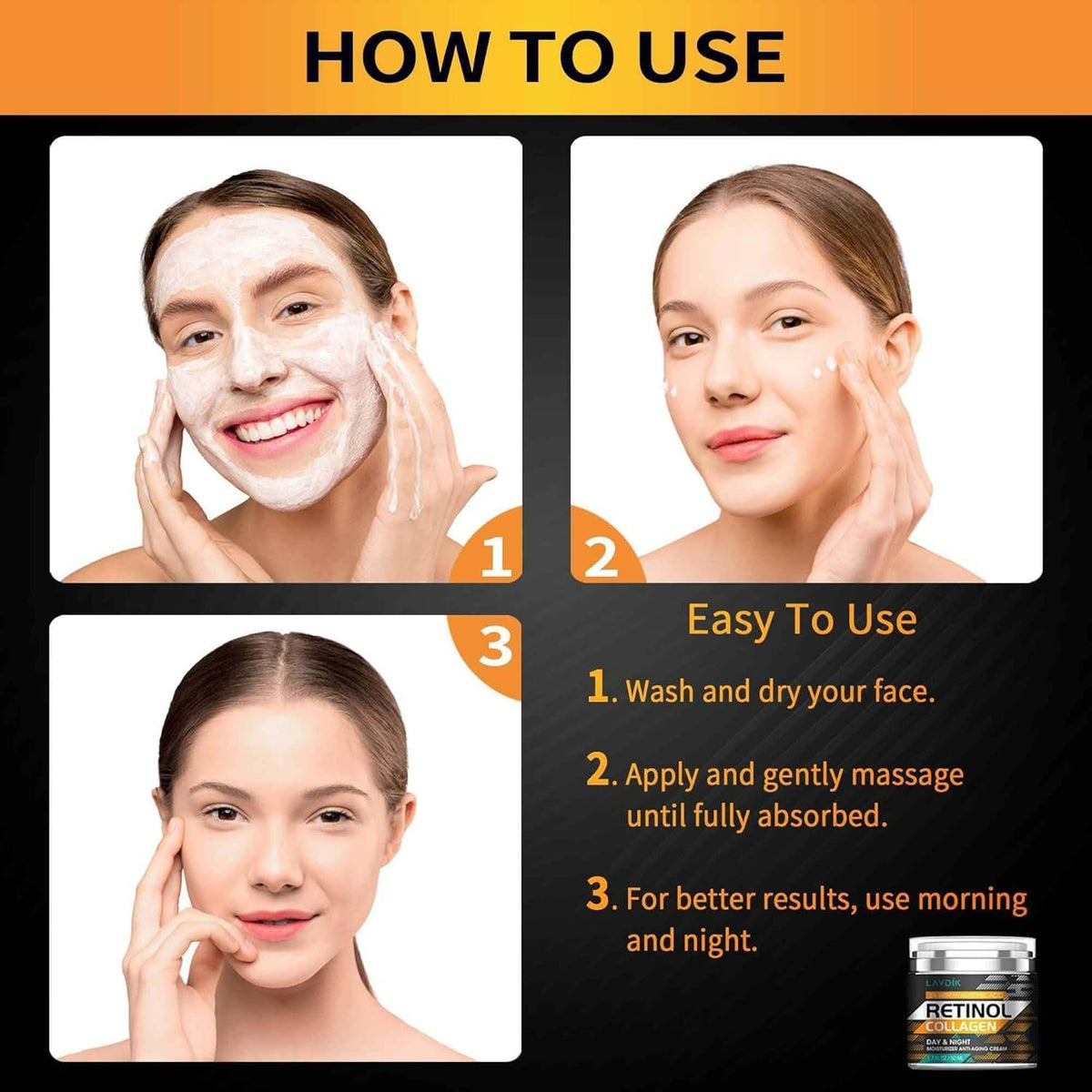 Anti-Aging Face Cream with Retinol Collagen for Wrinkle Reduction & Hydration