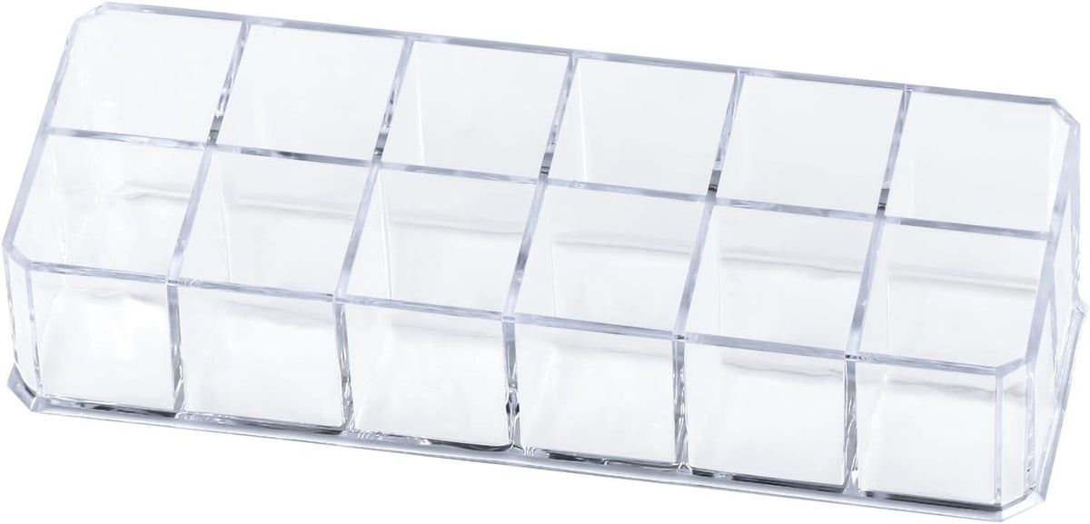 Acrylic Lipstick Organizer Case - 12 Slots Cosmetic Storage Box