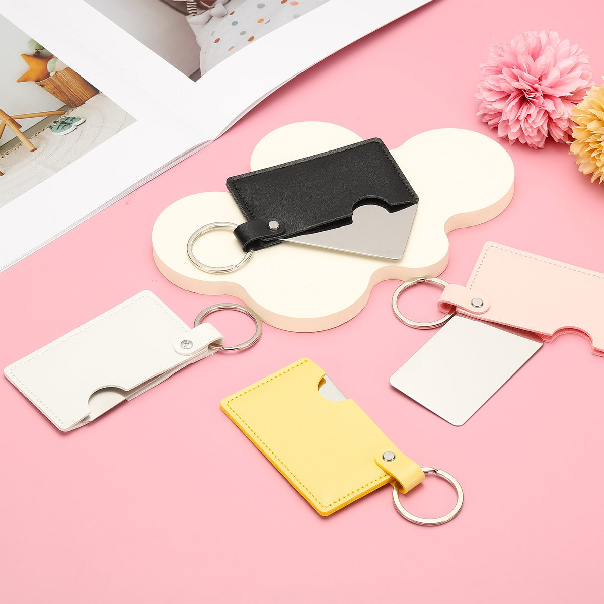Small Rectangle Travel Mirror with Stainless Steel Surface, Compact & Portable Black