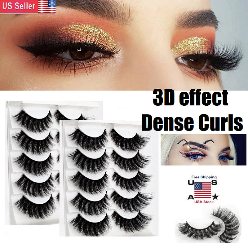 False Eyelashes 3D Mink Wispy Cross Long Thick Soft Fake Eye Lashes Pack of 20
