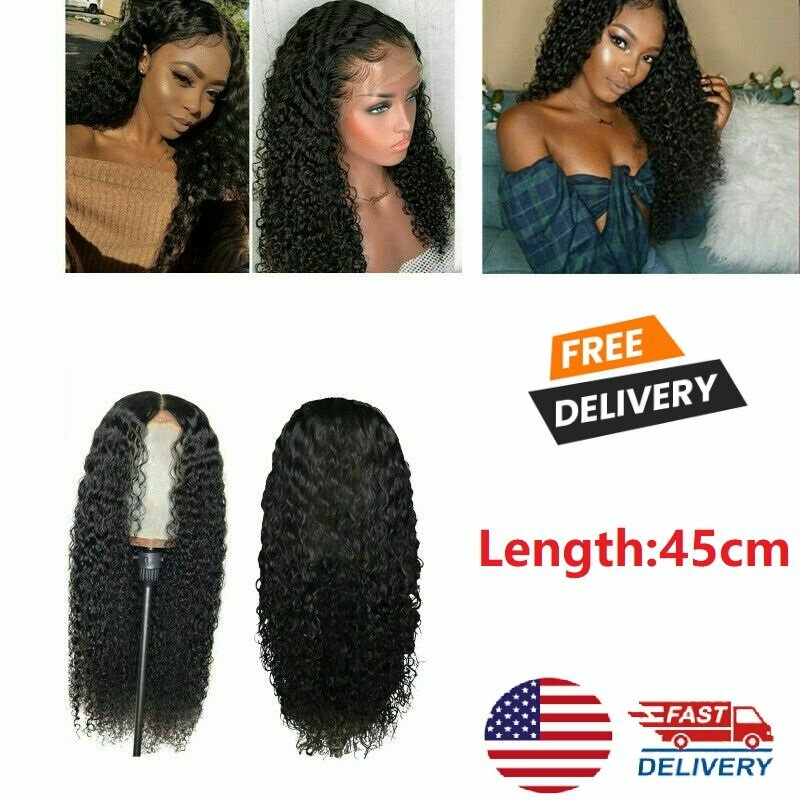 18-Inch Human Hair Lace Front Wigs for Women Long Curly Wavy Brazilian Hair