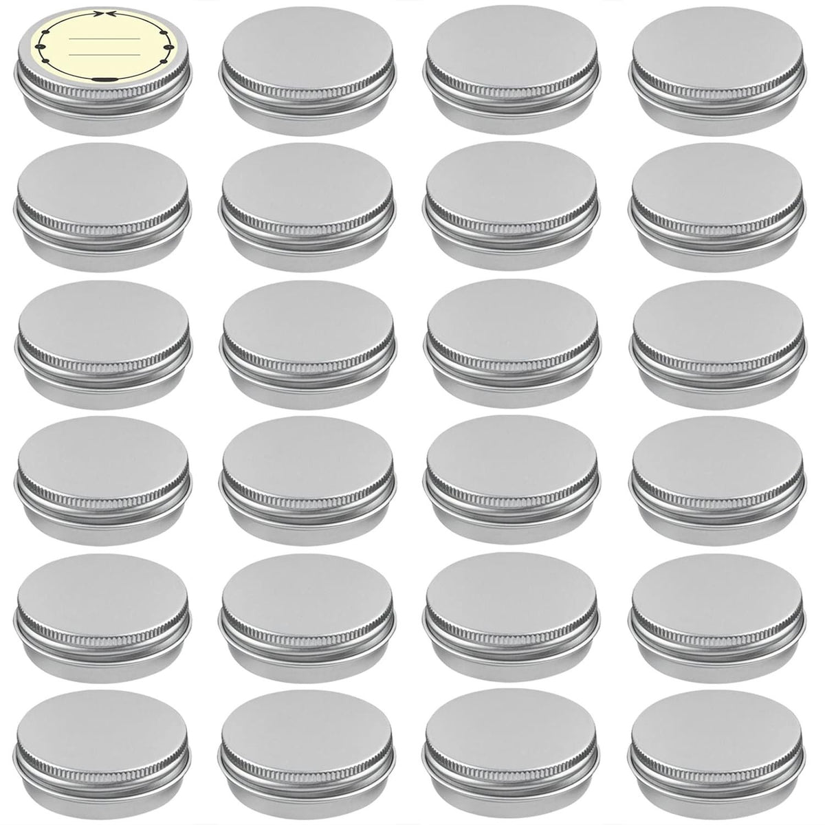 12 Pack 2 oz Aluminum Tin Cans with Screw Lids & Labels - Refillable Travel Containers