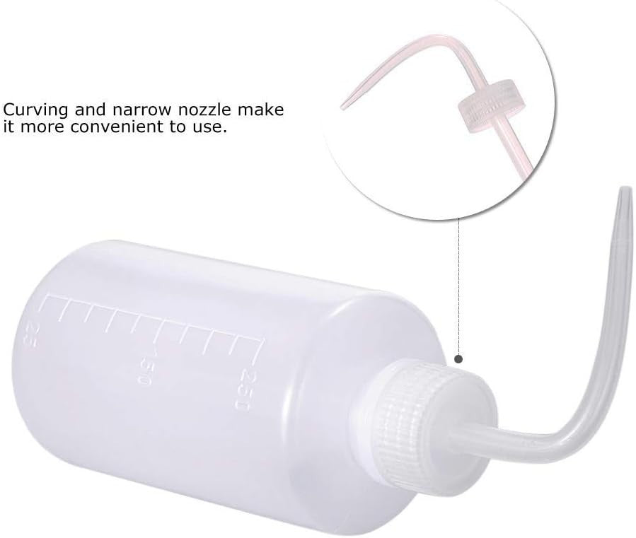 250ml Wash Bottles (2 Pack) Squeeze Bottles with Narrow Tip for Lab, Plant Watering & Cleaning