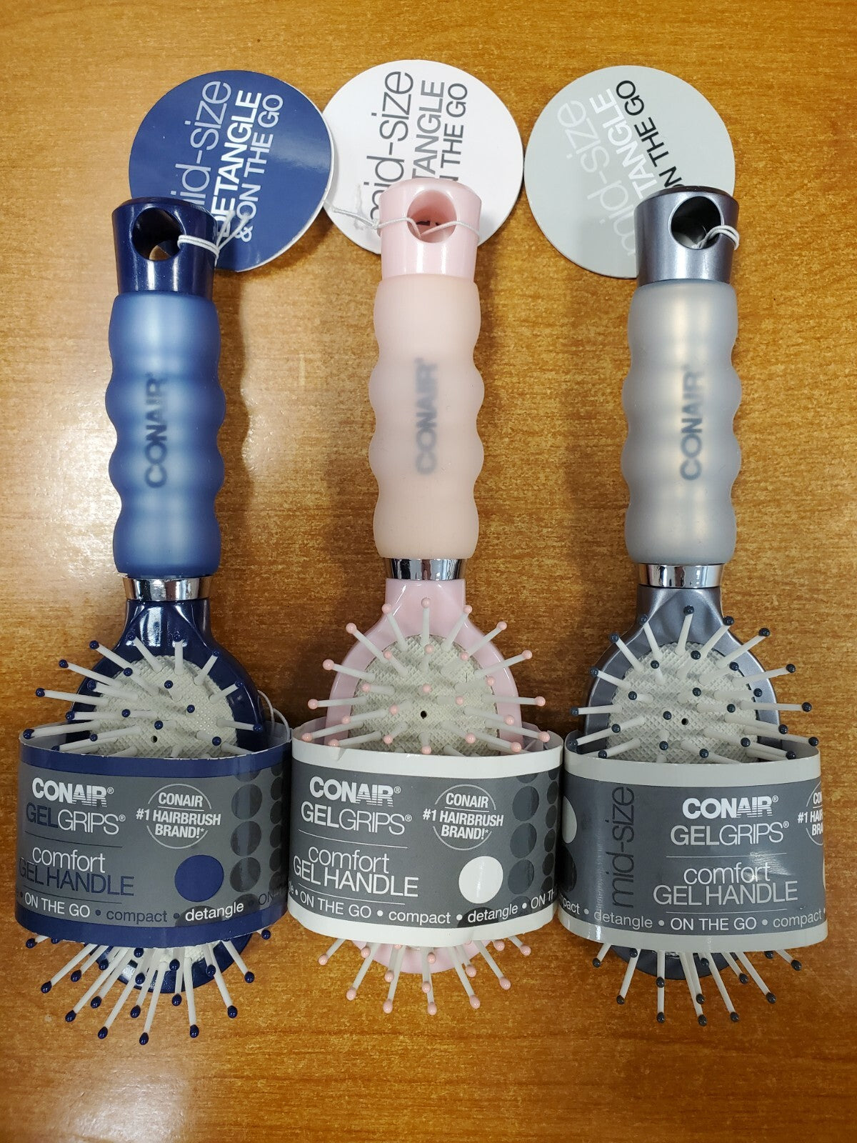Conair Gel Grip Mid-Size Travel Hair Brush - Soft Handle & Detangling