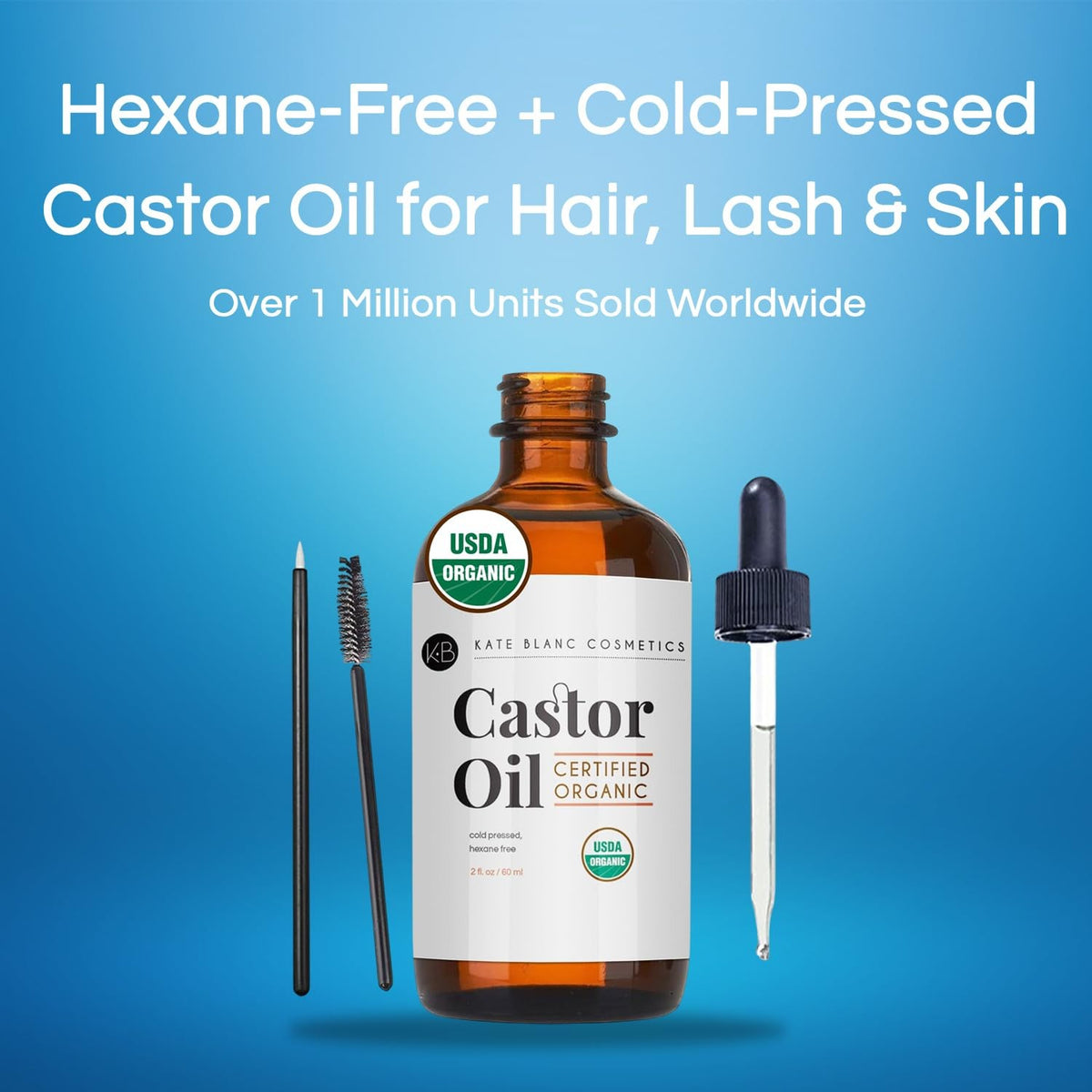 Organic Castor Oil for Hair & Skin - 2 Fl Oz | Pure & USDA Certified