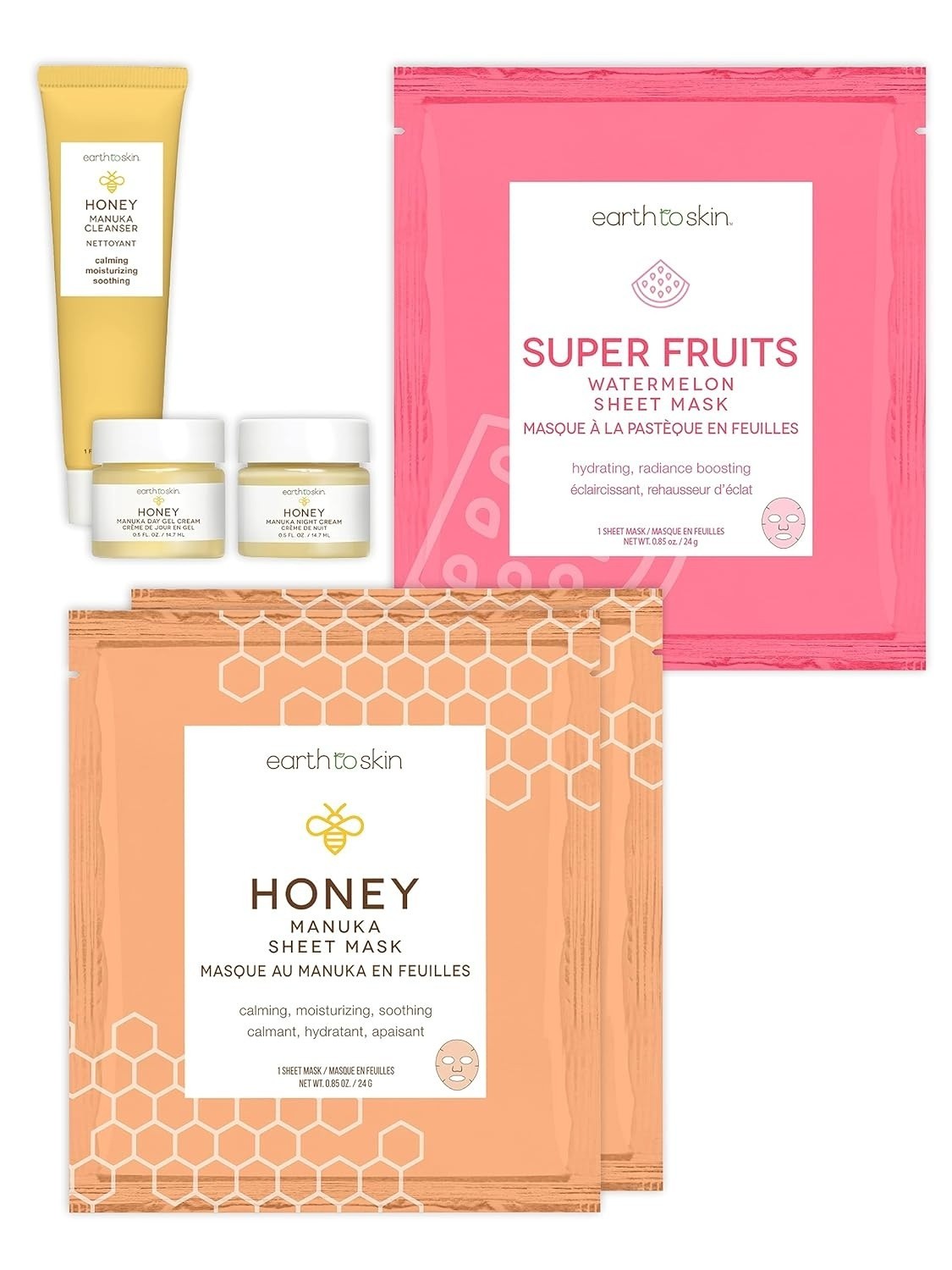 Earth to Skin Honey Travel Skincare Set Luxurious Clean Formula New