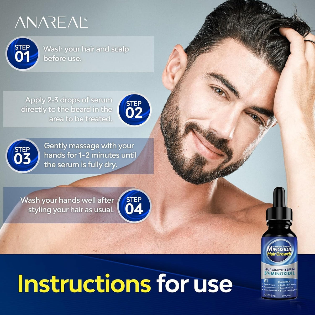 5% Minoxidil Hair Growth Serum for Men and Women 30mL