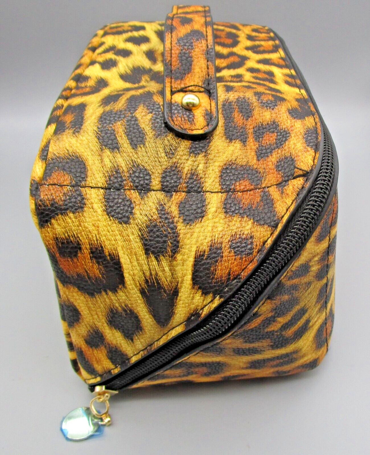 Water-Resistant Leopard Print Makeup & Travel Cosmetic Bag with Handle