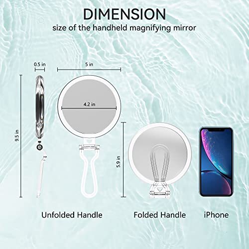Travel Magnifying Mirror with Handle - Assorted Sizes 20X, 25X, 30X