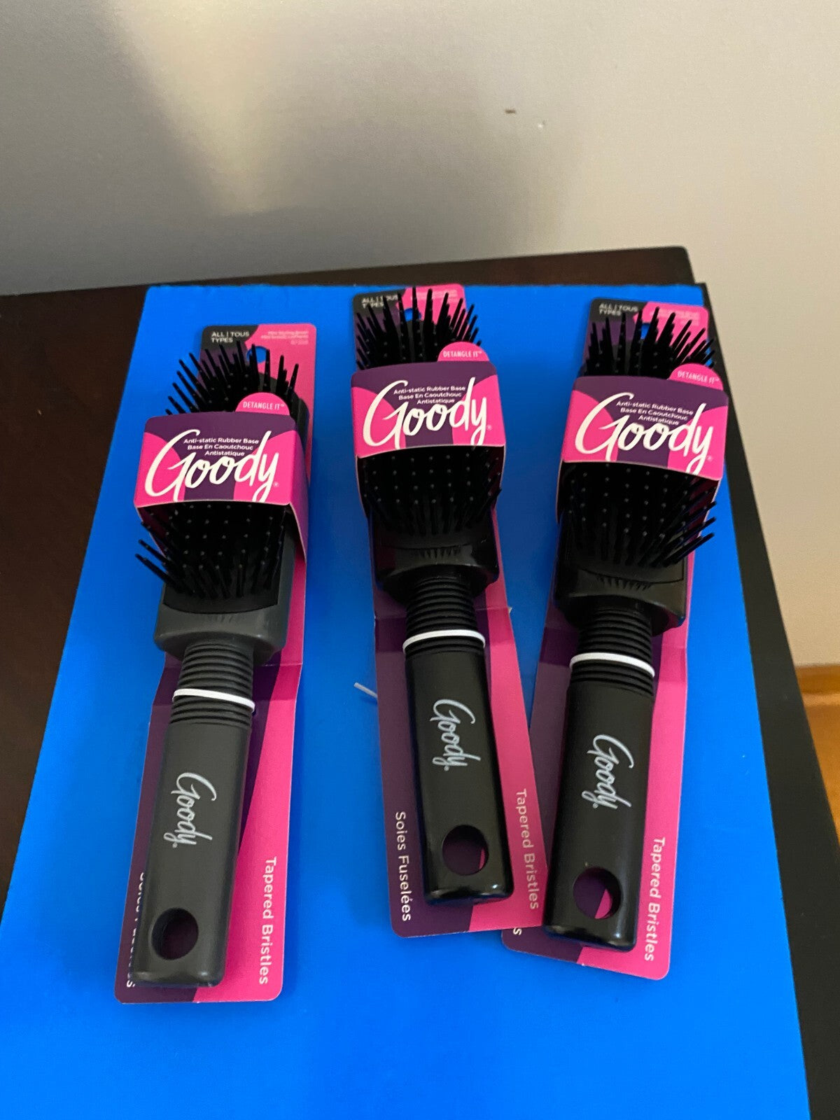 Mini Styling Rubber Base Hair Brush Set - Tapered Bristles for All Hair Types