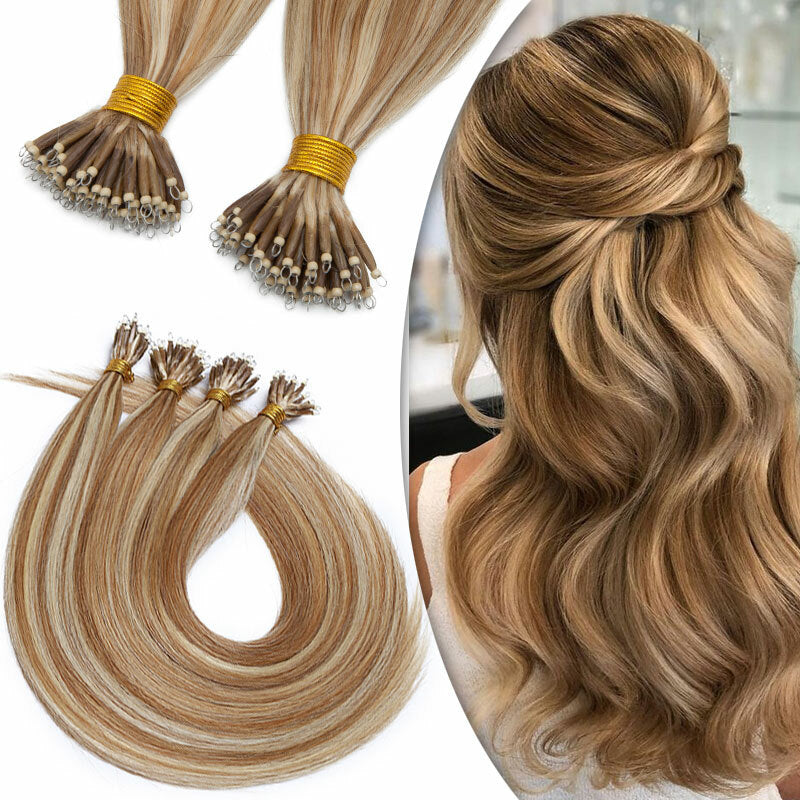 Nano Loop Human Hair Extensions Micro Beads Thick Real Remy Hair 16-22in