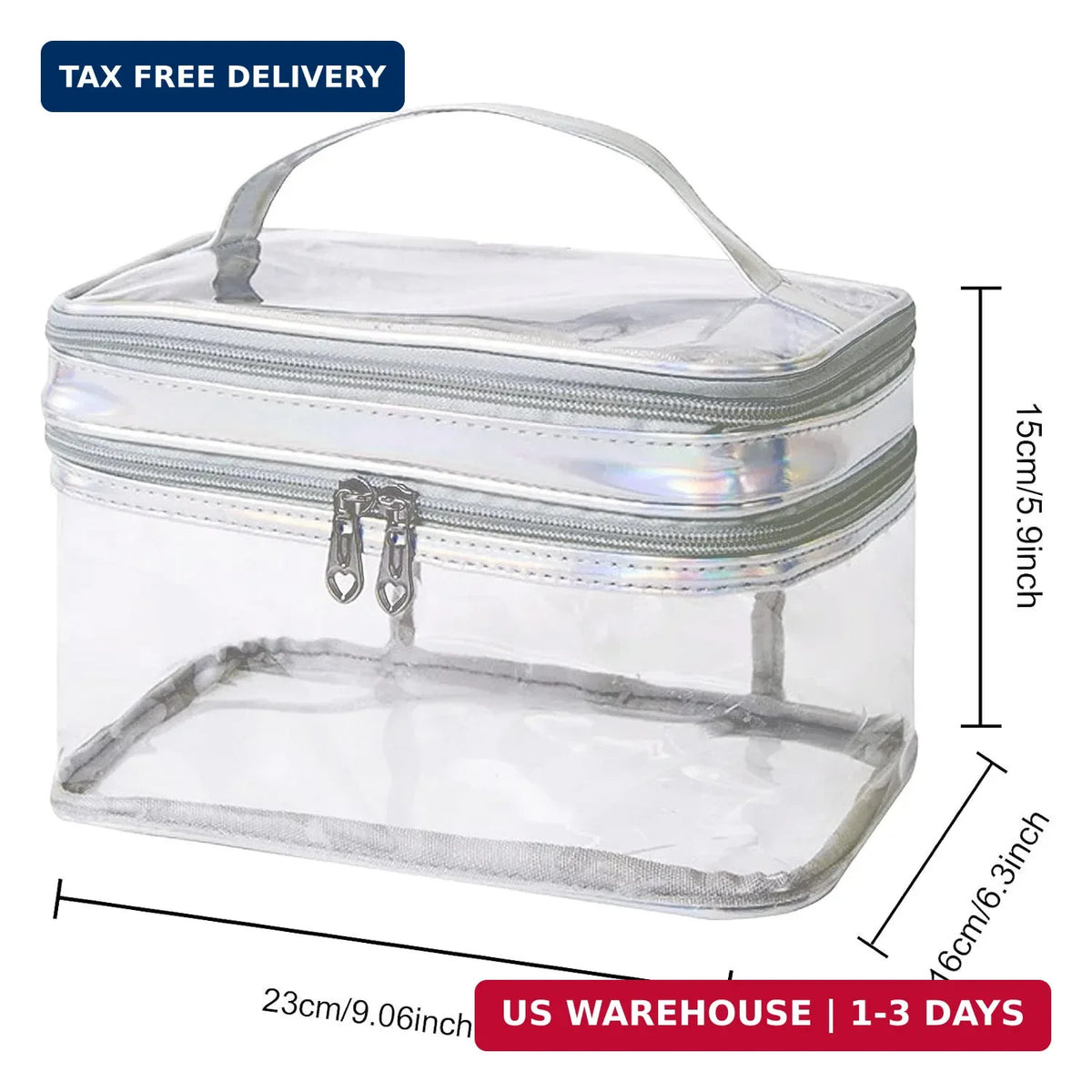 Clear Dual Layer Travel Cosmetic Bag Waterproof Makeup Organizer