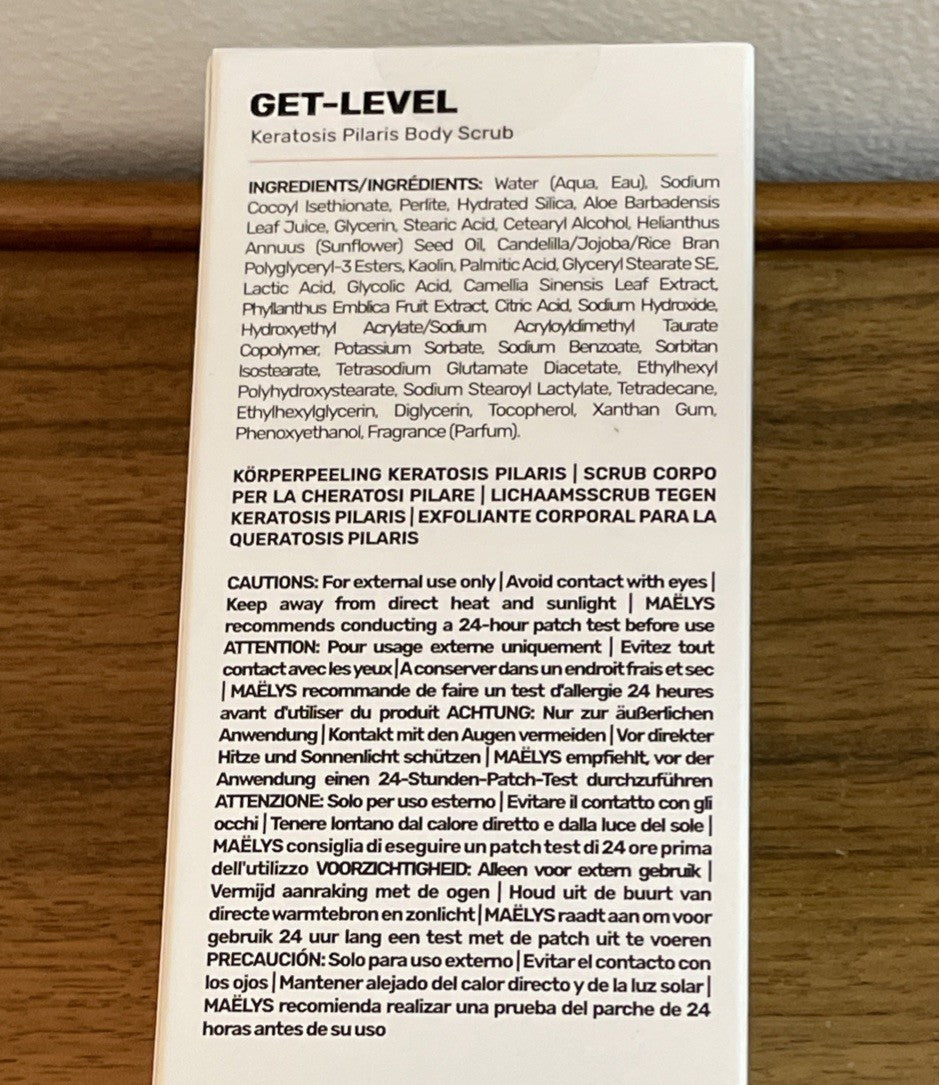 MAELYS GET-LEVEL KERATOSIS PILARIS BODY SCRUB 5 OZ SEALED BOXED