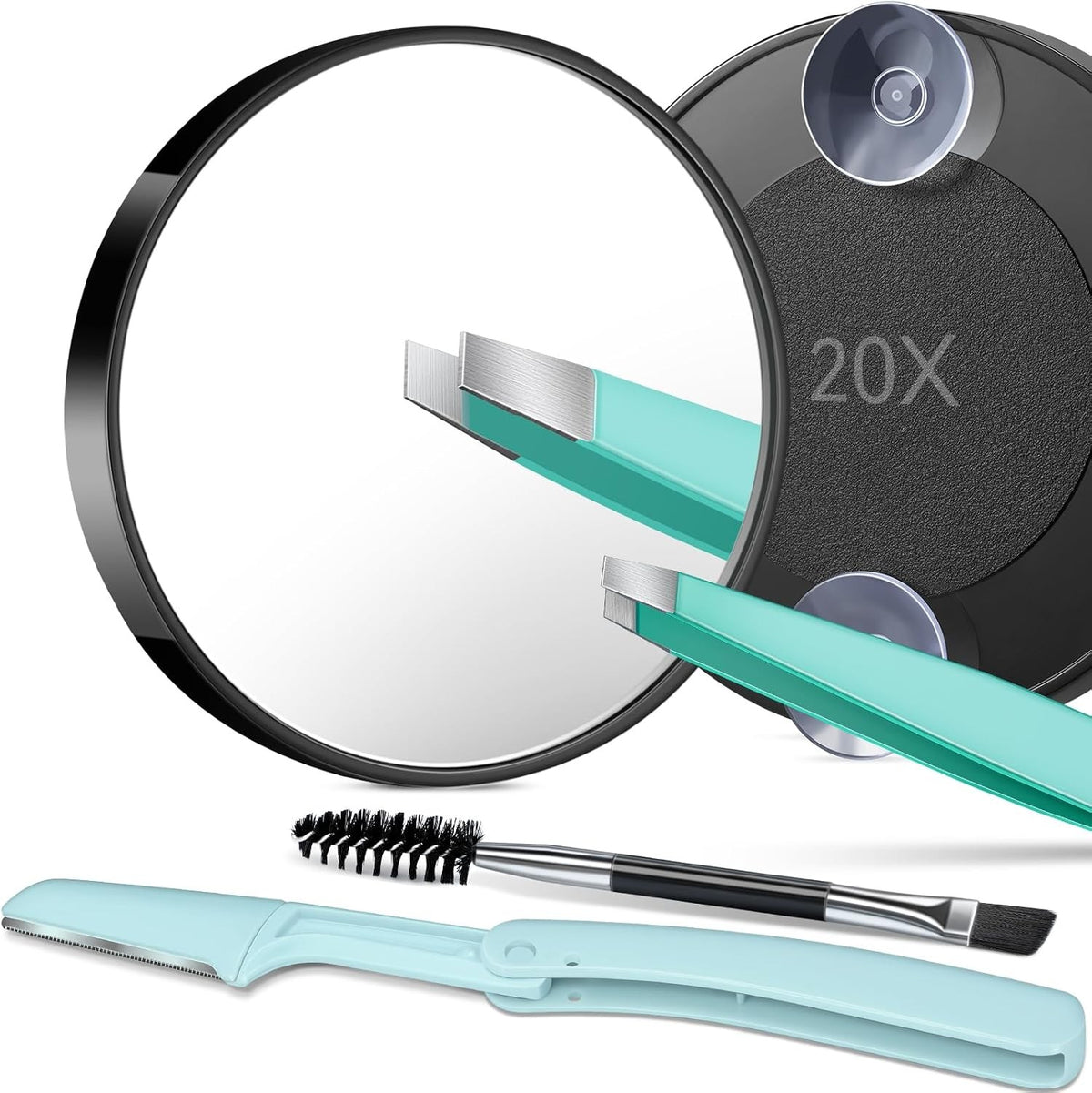 20X Magnifying Travel Mirror with Suction Cups - Small Vanity Mirror for Makeup & Grooming