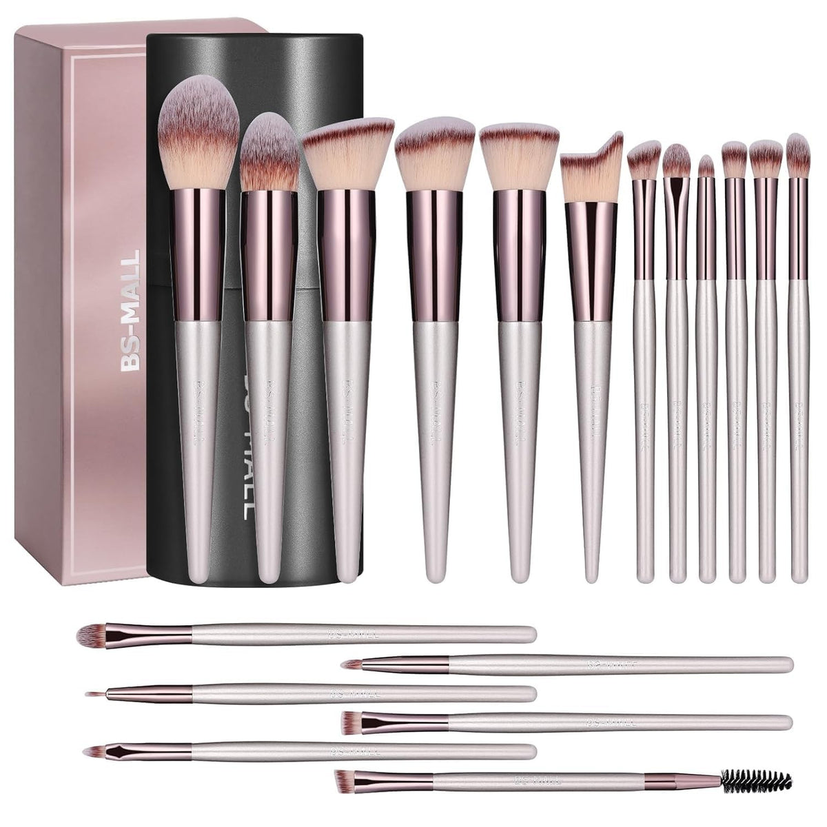 Professional Makeup Brush Set 18 Pcs with Travel Case - Soft Synthetic Bristles