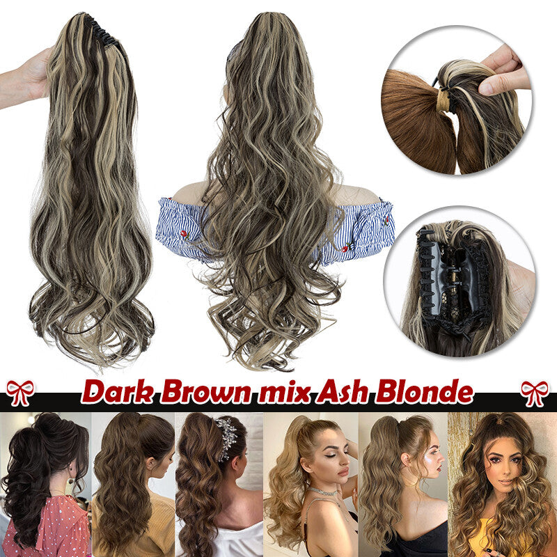 30-Inch Fluffy Ponytail Hair Extension with Claw Clip - Straight & Wave Styles