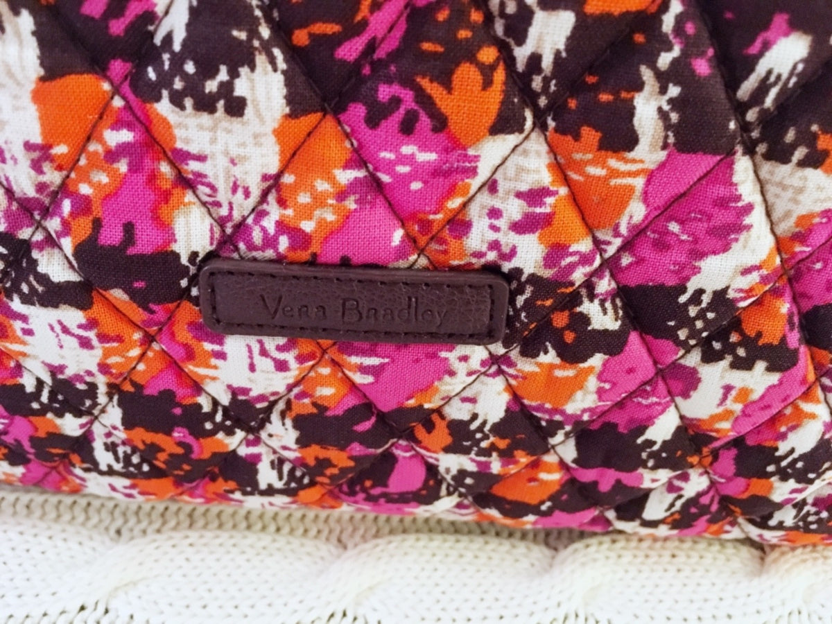 Large Zip Cosmetic Bag for Travel and Organization - Houndstooth Tweed Pattern