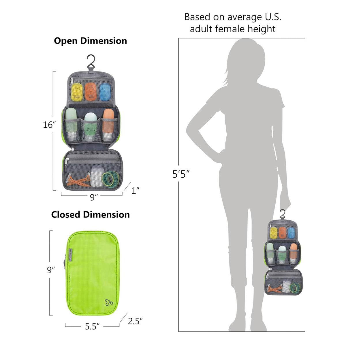 Travelon Compact Hanging Toiletry Kit - Lightweight Travel Organizer