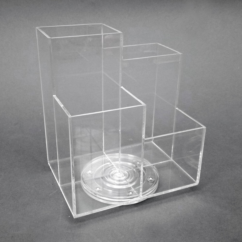 Rotating Acrylic Makeup Organizer Tray with Storage Bins