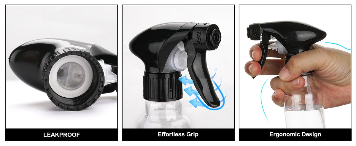 4oz Plastic Spray Bottles Set - Clear Reusable Mist & Stream Nozzles