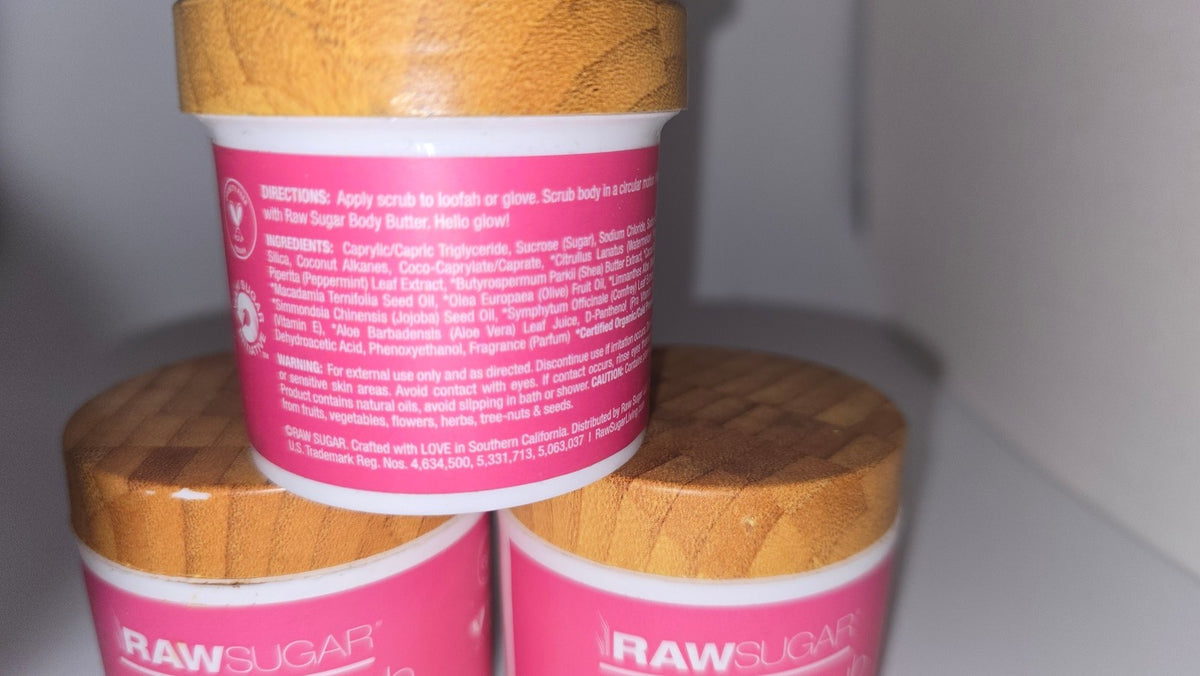 3 Pack Raw Sugar Scrub Watermelon Fresh Mint Moisture Exfoliation oz