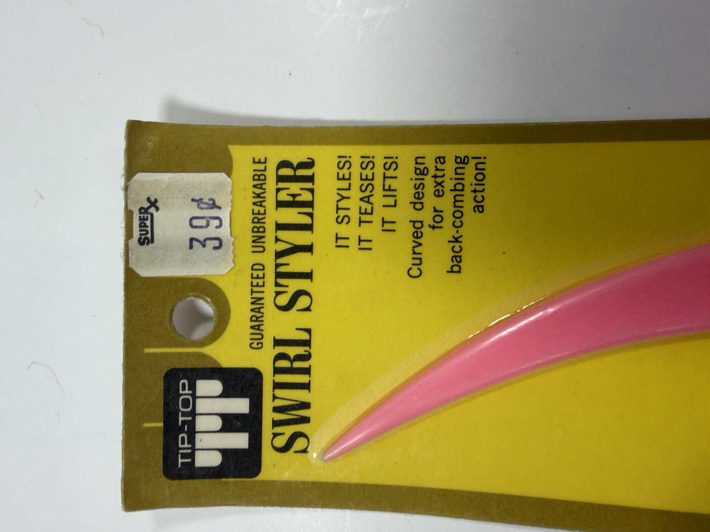 Vintage 1970s Tip Top Swirl Styler Pink Comb Unbreakable Hairbrush #387