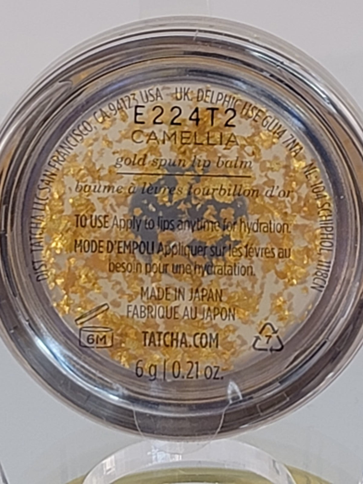 Lip Balm with 23K Gold Flakes & Japanese Camellia Oil - Hydrating & Nourishing 0.21 oz