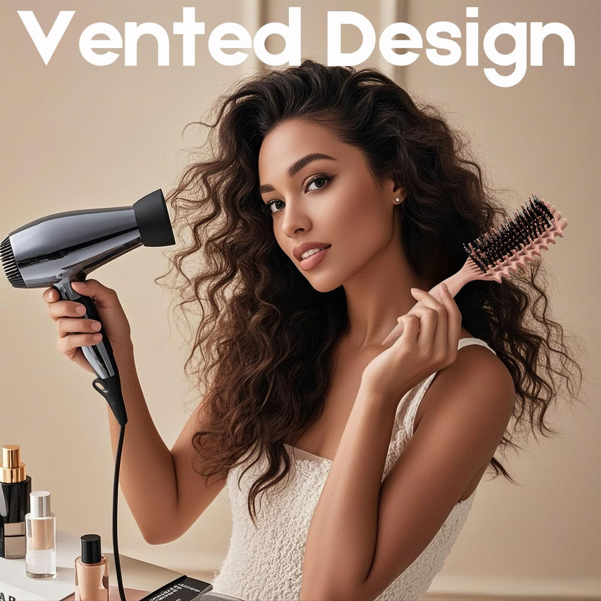 Pink Curly Hair Brush for Detangling & Curl Definition - Matte Finish