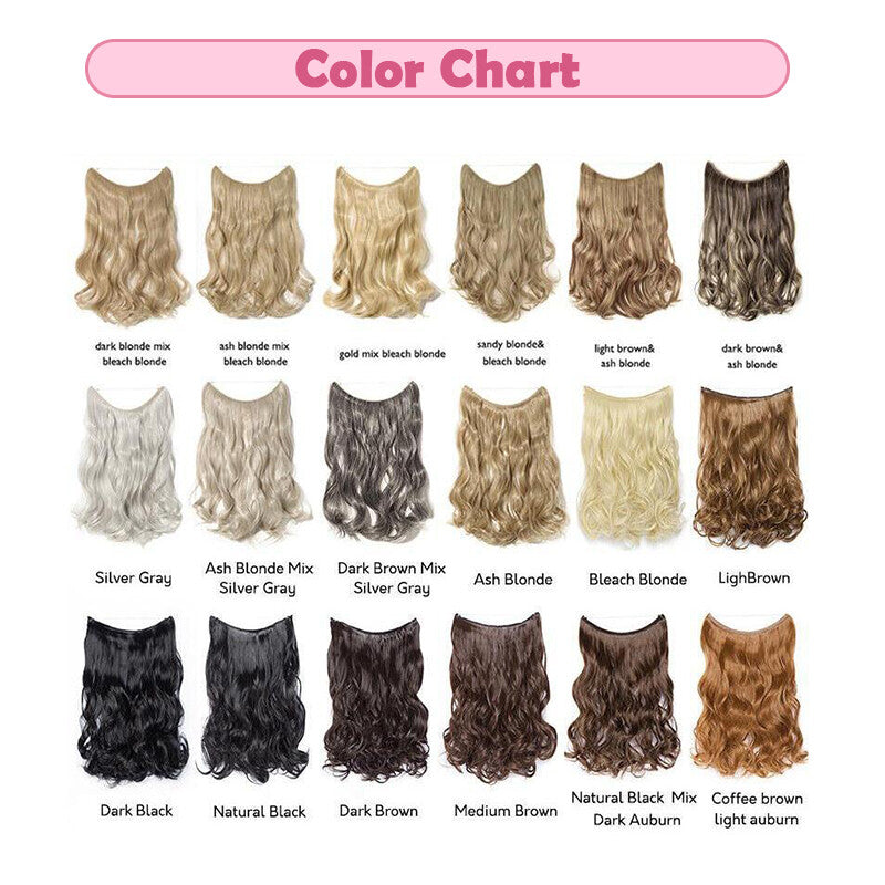 Invisible Wire Hair Extensions Full Head Curly Synthetic Hair with Nano Rings
