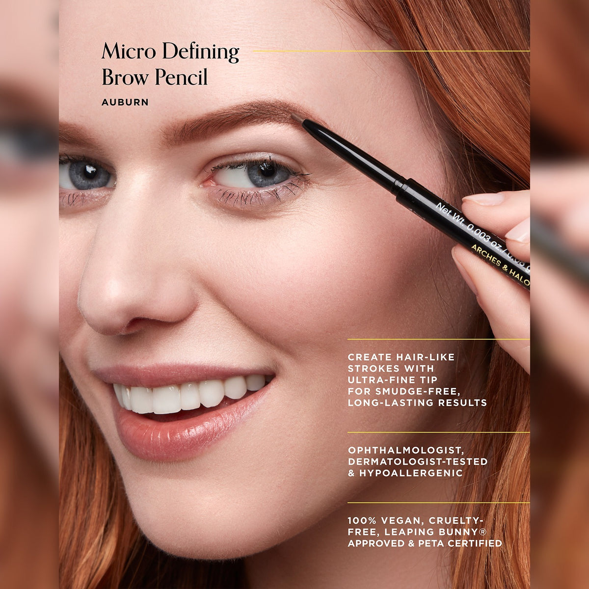 Micro Defining Brow Pencil for Women - Auburn, Long-Wear, Smudge-Proof