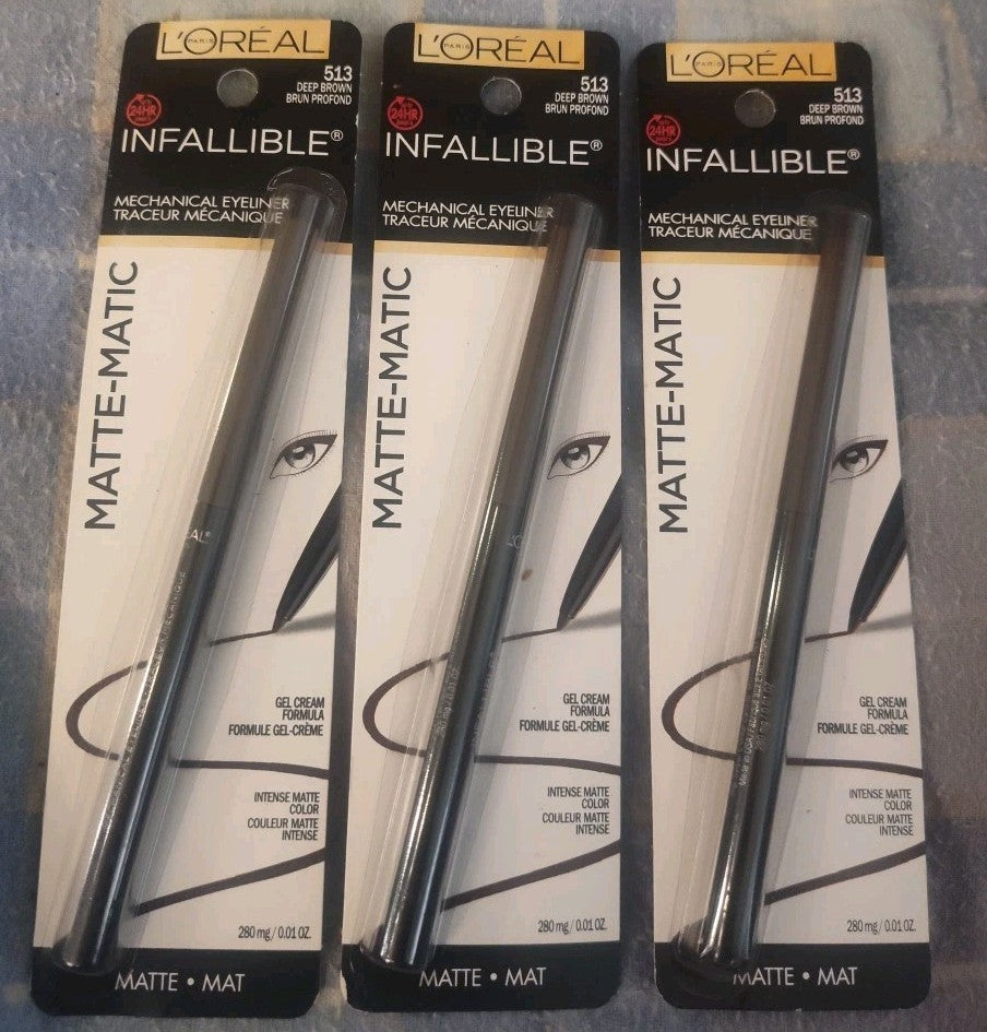 3 Pack Mechanical Eyeliner Pencil - Deep Brown Waterproof Long-Lasting