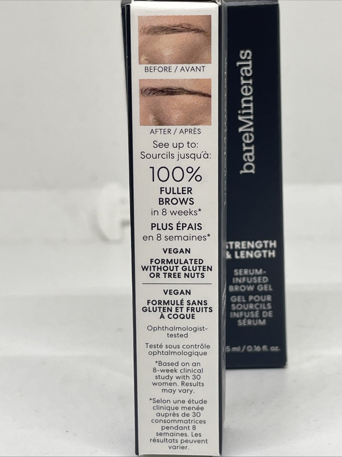 BareMinerals Strength & Length Serum-Infused Brow Gel - Plant-Based, Vegan, 0.16 Oz