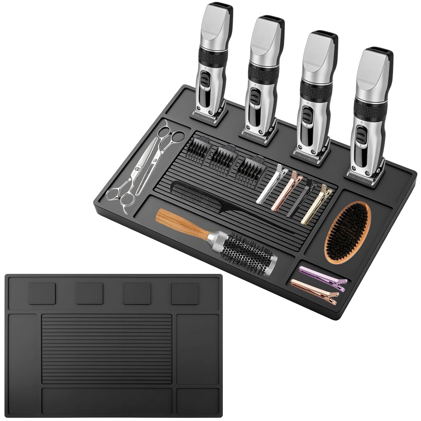 Magnetic Barber Mat for Clippers and Tools - 17.7 x 11.8 Inch, Black