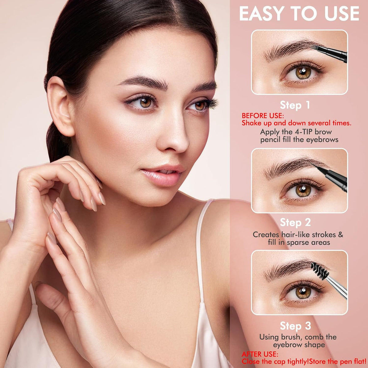 Waterproof Microblading Eyebrow Pencil - Dark Brown 2-in-1 Brow Pen
