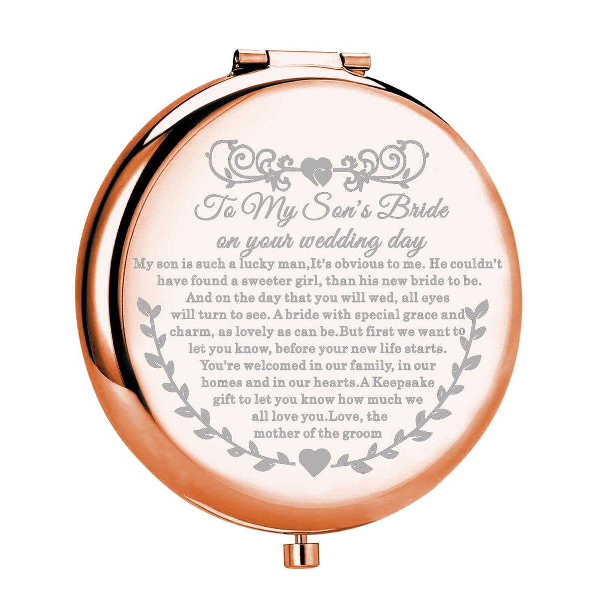 Wedding Day Makeup Mirror for Bride - Bridal Shower Gift, Compact Double-Sided