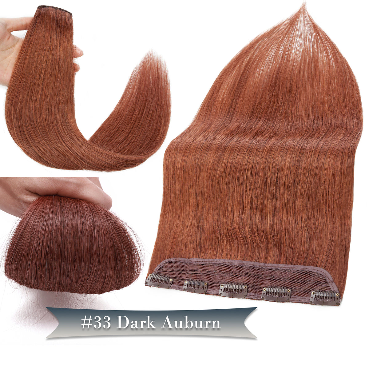 Clip-In Hair Extensions One Piece Full Head Remy Human Hair - Multiple Colors & Lengths