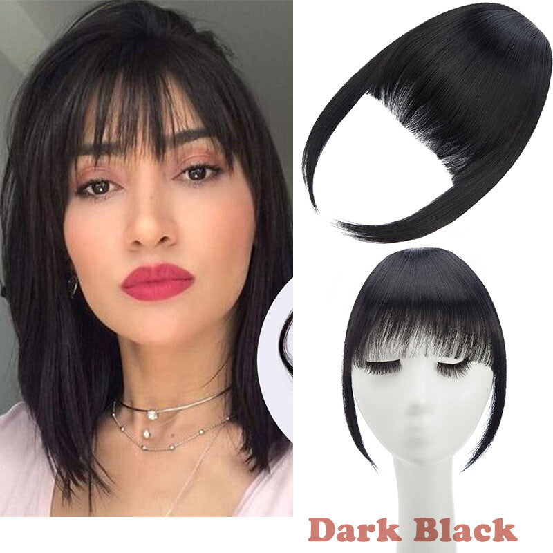 Clip-In Hair Bangs Extensions - Wispy, Natural, 9-inch Styles
