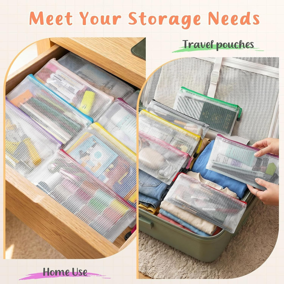 Waterproof PVC Pencil Bag Set - 12 Color-Coded A6 Organizer Pouches