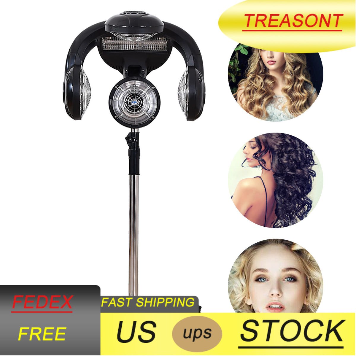 Standing Hair Dryer with 5 Heat Heads, 1400W Professional Processor