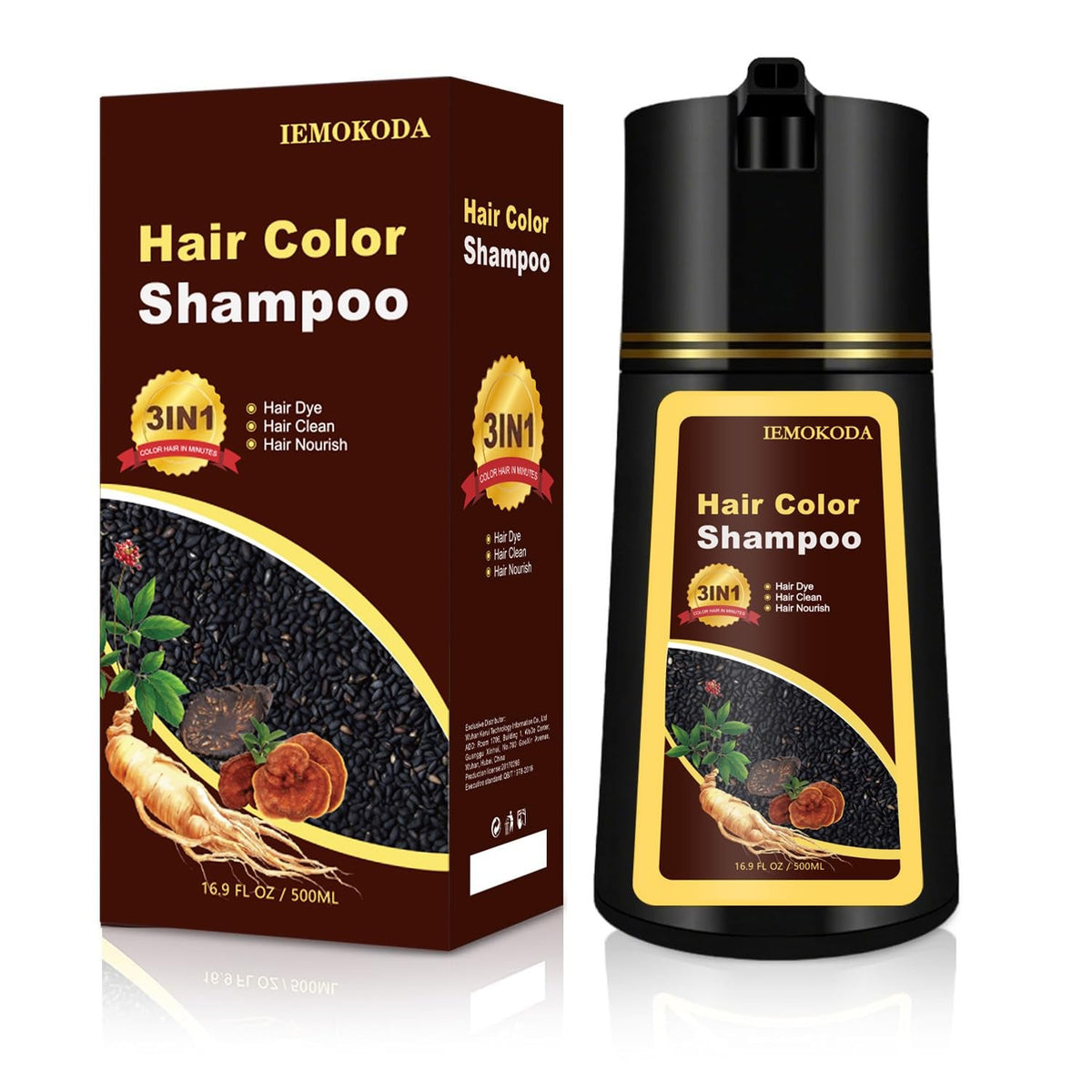 Black Hair Color Shampoo - Gray Coverage, 3-in-1 Formula
