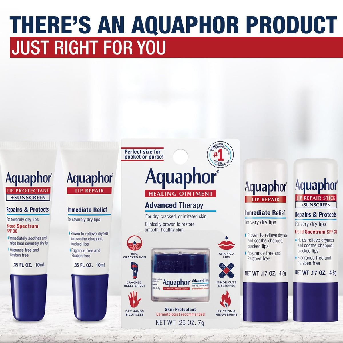 Moisturizing Lip Balm Pack - Aquaphor Lip Repair Ointment, 0.35 oz, 2 Pack