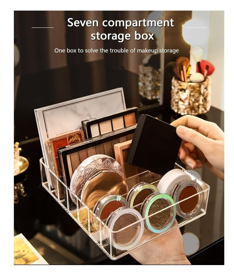 Acrylic Eyeshadow Makeup Organizer with 7 Sections - 2 Pack