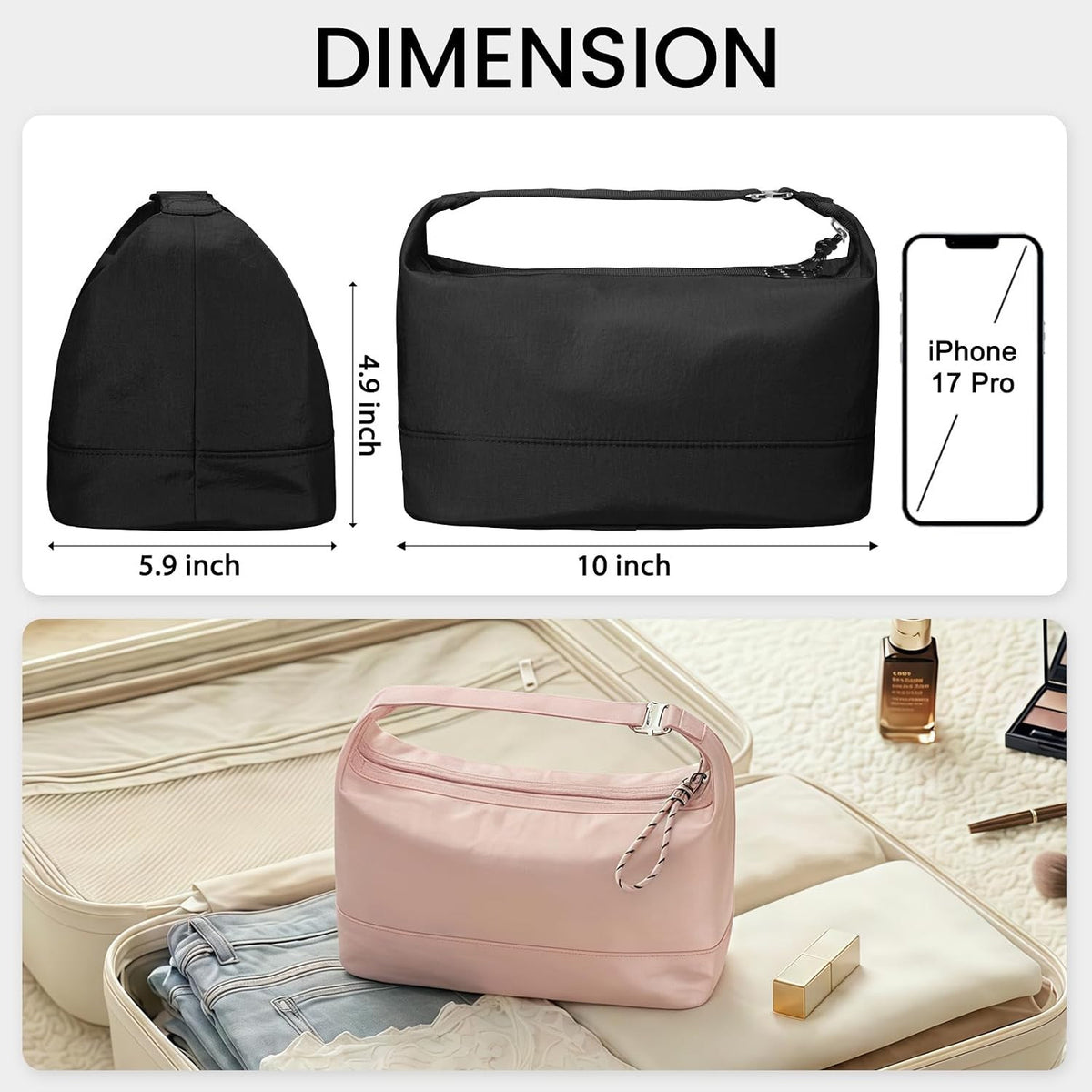 Large Water-Resistant Travel Toiletry Bag for Women with Multiple Pockets