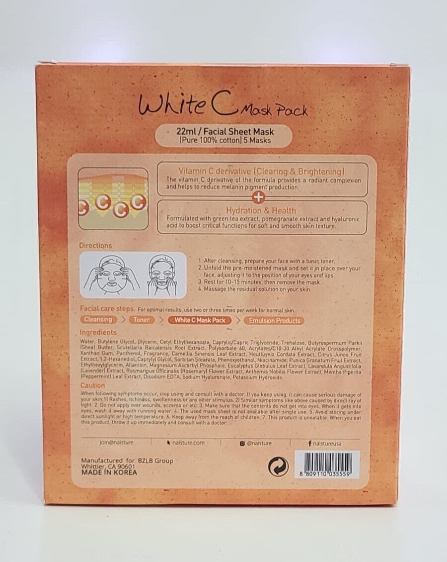White C Facial Mask Pack - 5 Sheet Masks