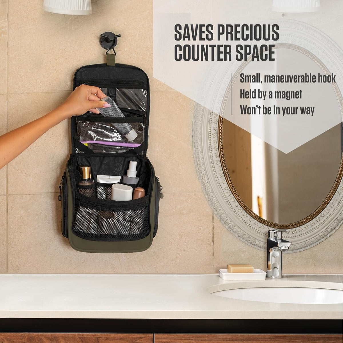 TSA-Friendly Travel Toiletry Bag with Expandable Compartments - Durable & Waterproof